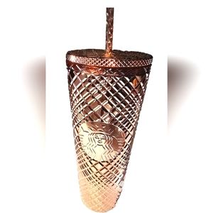 NEW, Starbucks Venti 24 oz Metallic Mirror Rose Gold tumbler